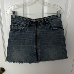 Jean Zip Up Mini Skirt